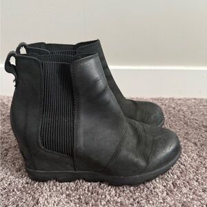 Sorel Boots Joan Rhapsody Chelsea Wedge Womens 8 Black Waterproof Snow Winter